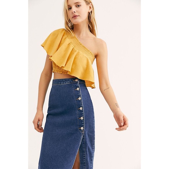 Free People Dresses & Skirts - Free People Jasmine Buttoned Denim Midi Skirt